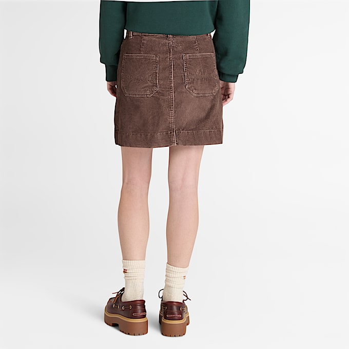 Rok van gewassen corduroy voor dames in bruin