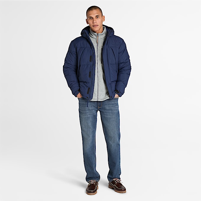 Durable Water-Repellent Puffer Jacket for Men in Dark Blue
