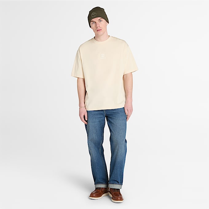 Hampton T-Shirt mit farblich abgestimmtem Stack-Logo für Herren in Beige