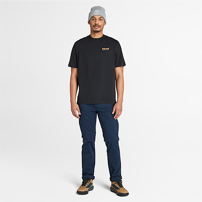 Rugged Active Gear Back Graphic T-shirt for Men in Black/Dark Yellow