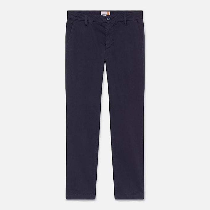 Pantalon chino teint en pièce Claremont pour homme en Bleu Foncé
