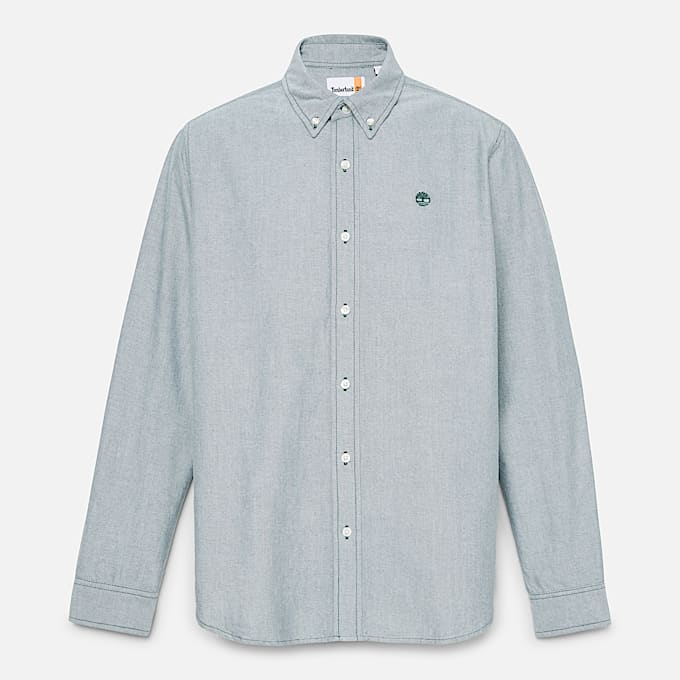 Chemise Oxford rayée pour homme en vert foncé
