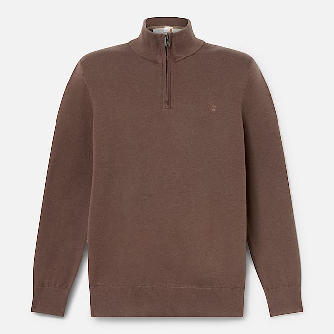 Williams River Pullover mit 1/4-Reißverschluss für Herren in Braun