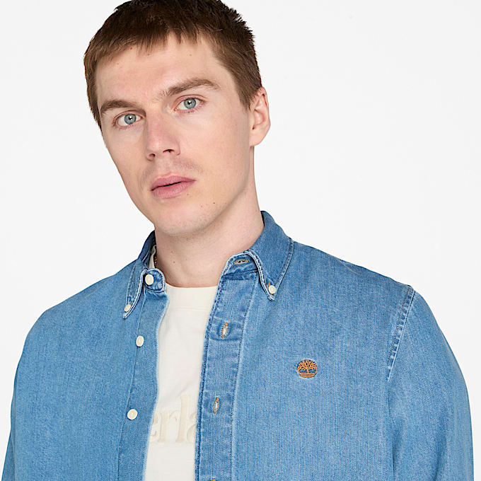 Chemise en jean pour homme en bleu