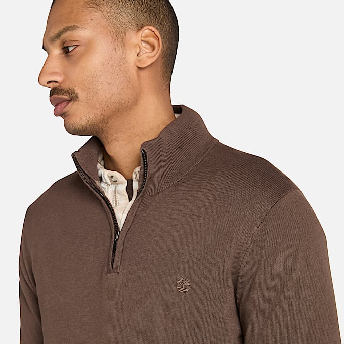 Williams River Pullover mit 1/4-Reißverschluss für Herren in Braun