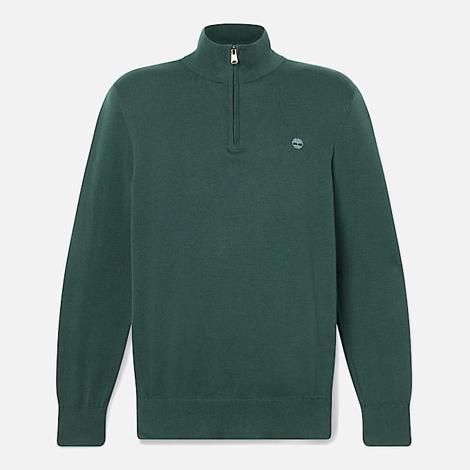 Williams River Quarter-Zip Jumper for Men in Dark Green