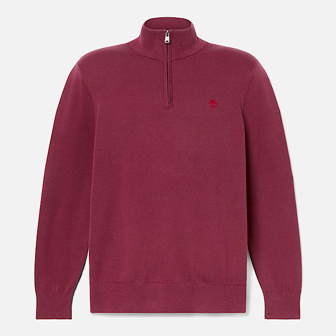 Williams River Quarter-Zip Jumper for Men in Burgundy