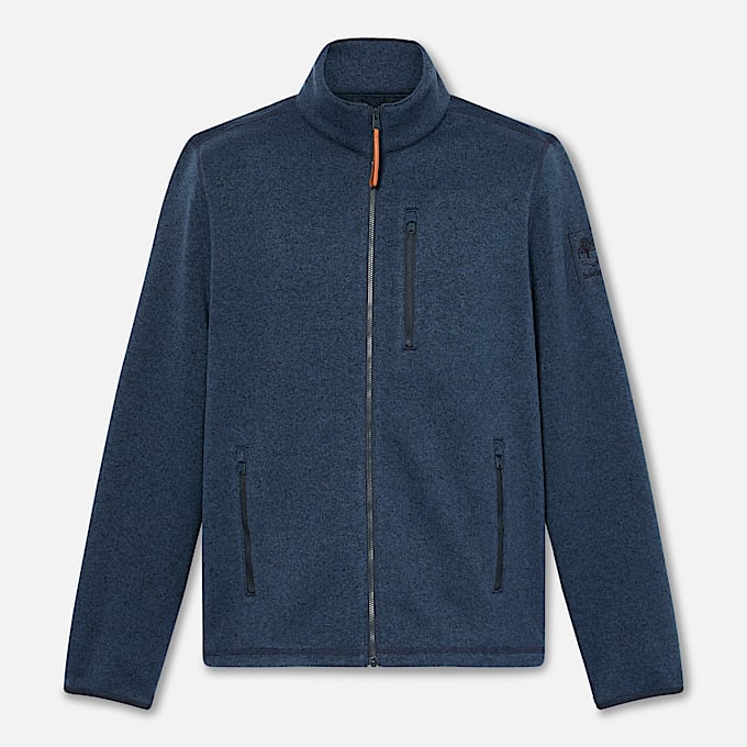 Melierte Fleecejacke für Herren in Dunkelblau