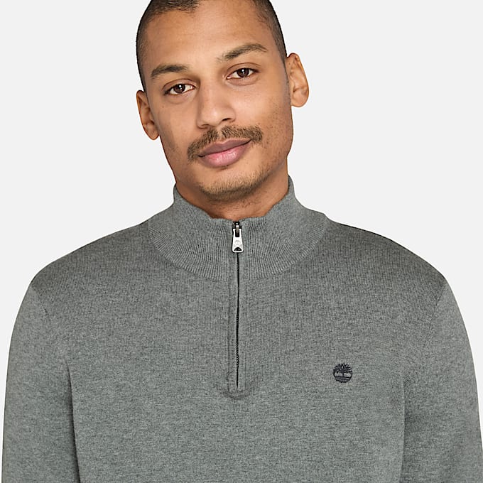 Williams River Pullover mit 1/4-Reißverschluss für Herren in Grau