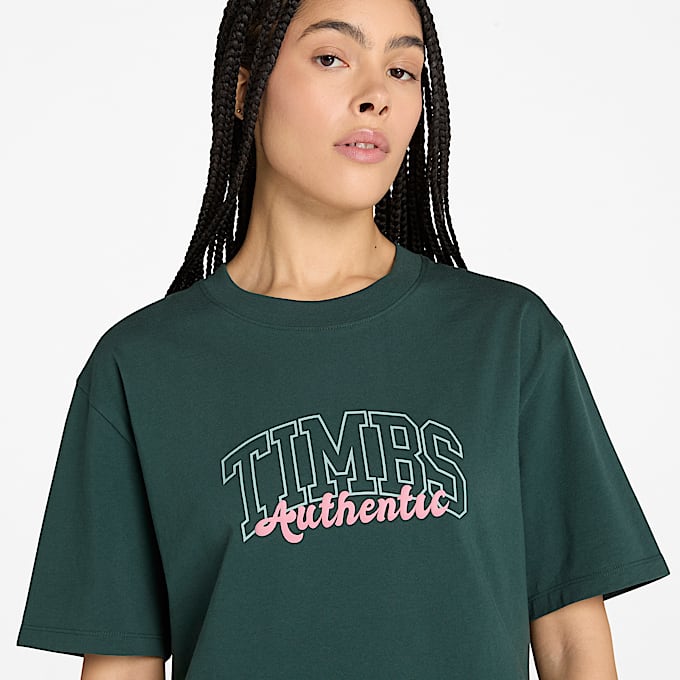Timberland® Varsity Graphic Short-Sleeve T-Shirt for Women in Dark Green