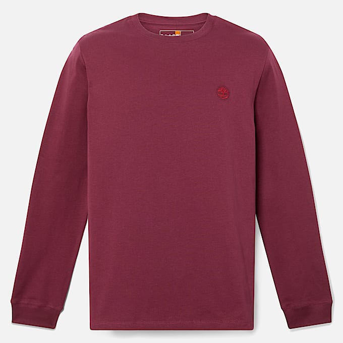 Dunstan River Langarm-T-Shirt für Herren in Burgunderrot