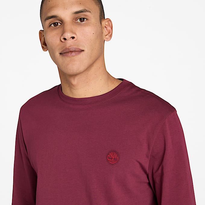 Dunstan River Langarm-T-Shirt für Herren in Burgunderrot