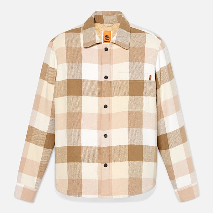 Sobrecamisa con forro mullido para hombre en beis