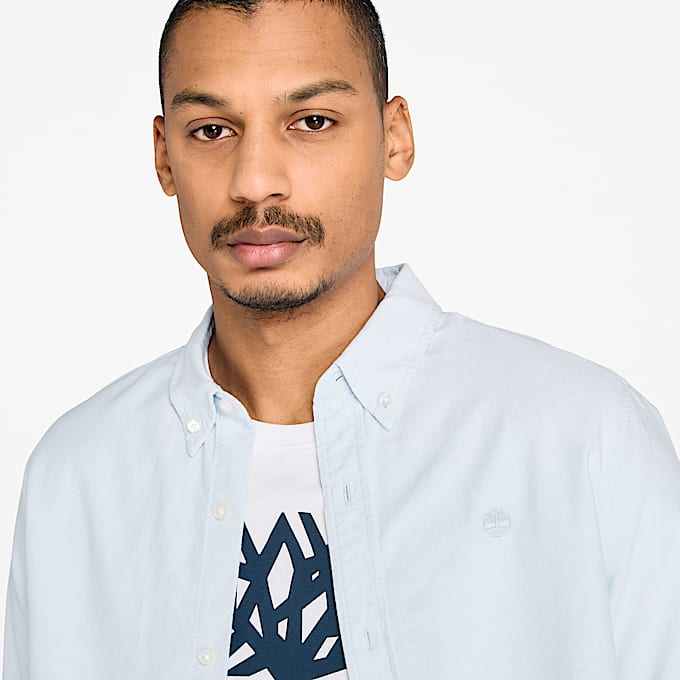 Camisa a Rayas Oxford para hombre en azul