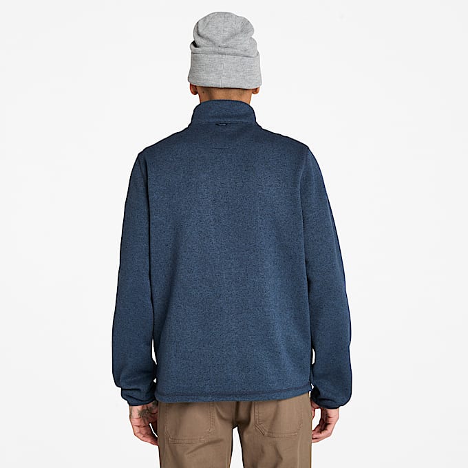 Melierte Fleecejacke für Herren in Dunkelblau