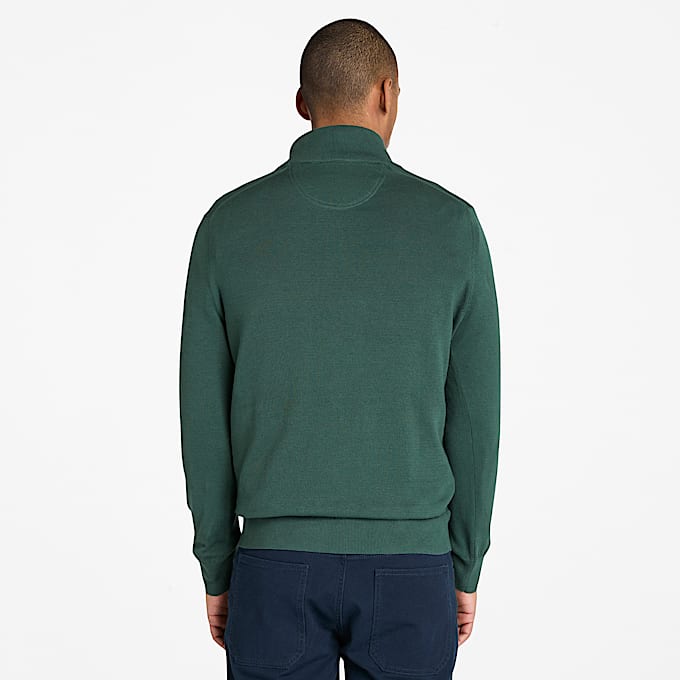 Williams River Quarter-Zip Jumper for Men in Dark Green