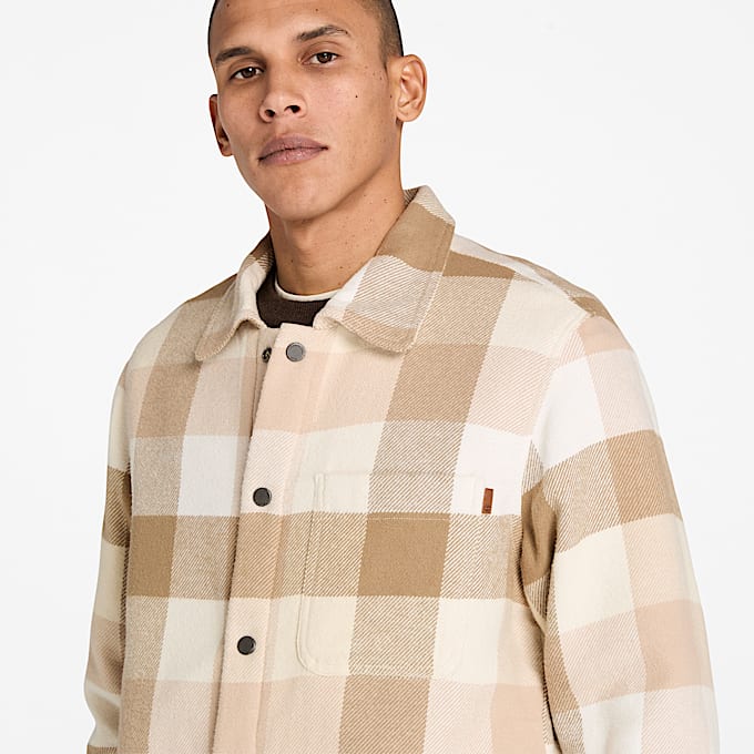 Sobrecamisa con forro mullido para hombre en beis