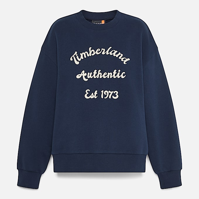 Sweatshirt mit Rundhalsausschnitt und gebürstetem Rücken für Damen in Dunkelblau