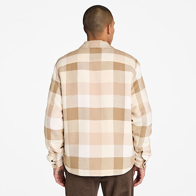 Sobrecamisa con forro mullido para hombre en beis