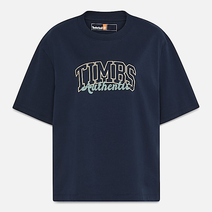 Timberland® Varsity Kurzarm-T-Shirt mit Grafik für Damen in Dunkelblau