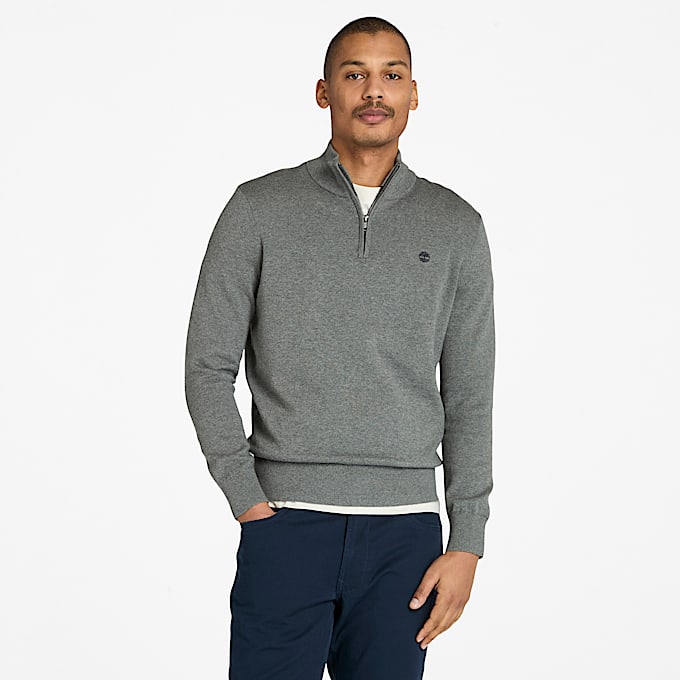 Williams River Pullover mit 1/4-Reißverschluss für Herren in Grau - 1
