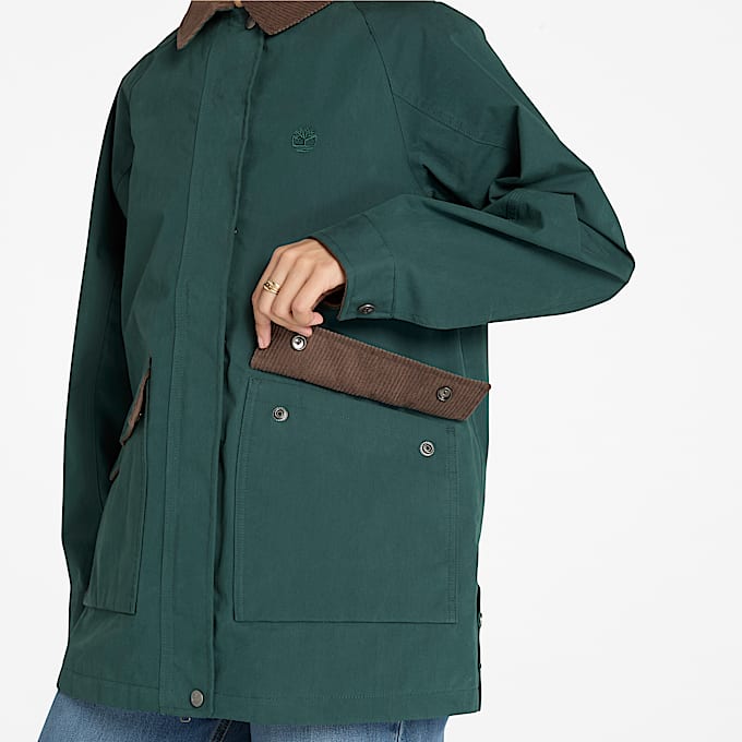 Abrigo de lona impermeable Wenham para mujer en verde oscuro