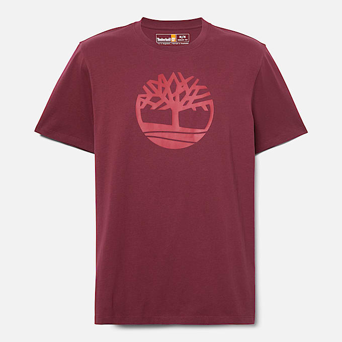 Kennebec River T-shirt met korte mouwen en boomlogo voor heren in bordeauxrood