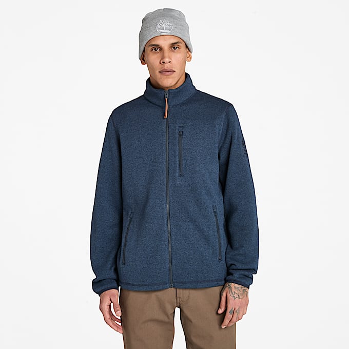 Melierte Fleecejacke für Herren in Dunkelblau - 1