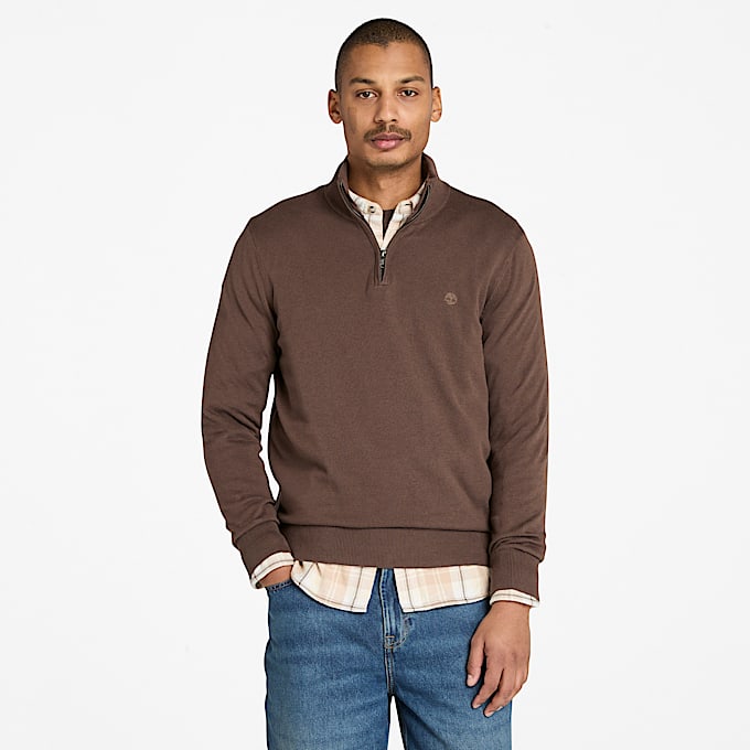 Williams River Pullover mit 1/4-Reißverschluss für Herren in Braun - 1