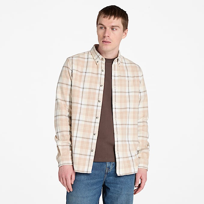 Geruit Flanellen Overhemd voor heren in beige - 1