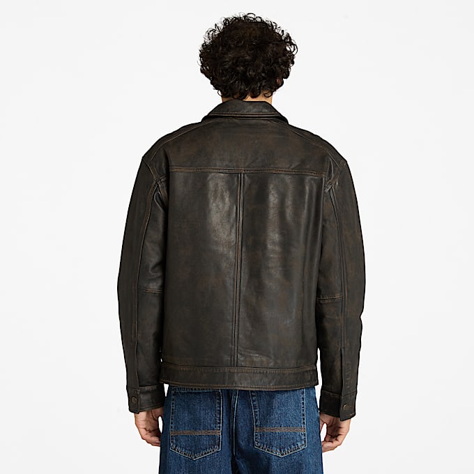 Veste en cuir Strafford pour homme en gris