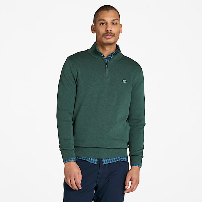 Williams River Quarter-Zip Jumper for Men in Dark Green - 1