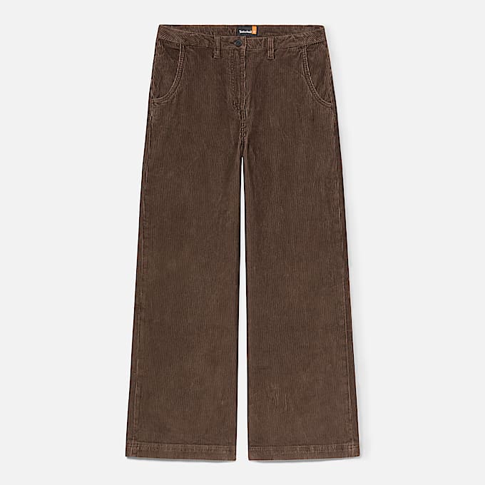 Gewaschene Cordhose mit weitem Bein für Damen in Braun