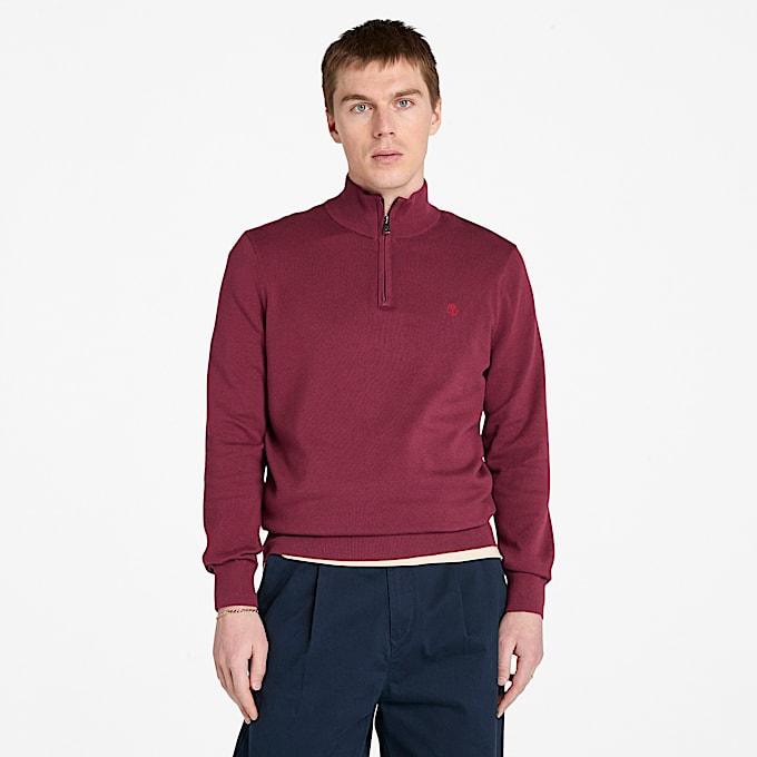 Williams River Quarter-Zip Jumper for Men in Burgundy - 1