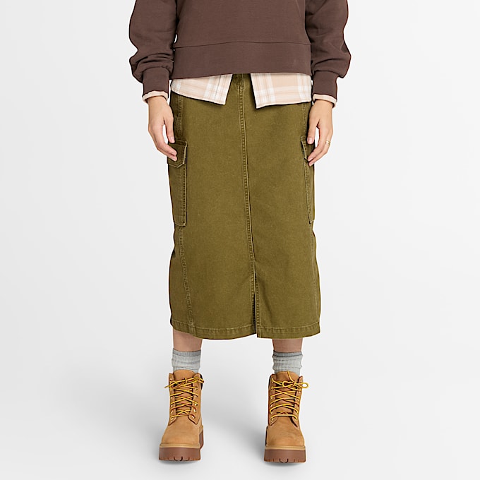 Jupe cargo pour femme en vert foncé - 1