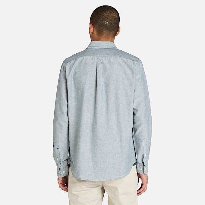 Chemise Oxford rayée pour homme en vert foncé