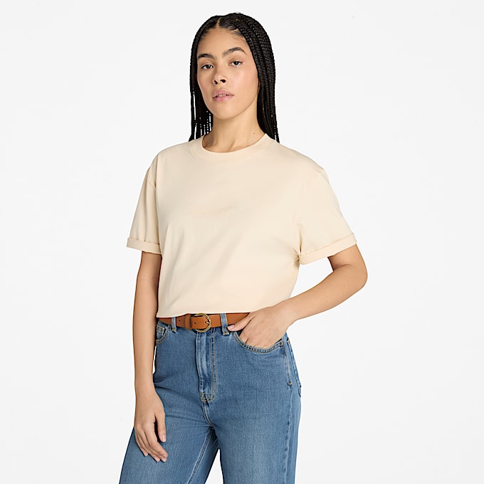 Lush Comfort Kurzarm-T-Shirt für Damen in Beige - 1