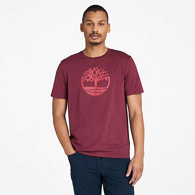 Kennebec River T-shirt met korte mouwen en boomlogo voor heren in bordeauxrood - 1