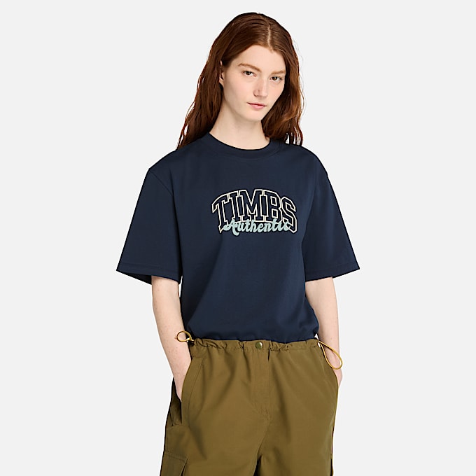 Timberland® Varsity Kurzarm-T-Shirt mit Grafik für Damen in Dunkelblau - 1