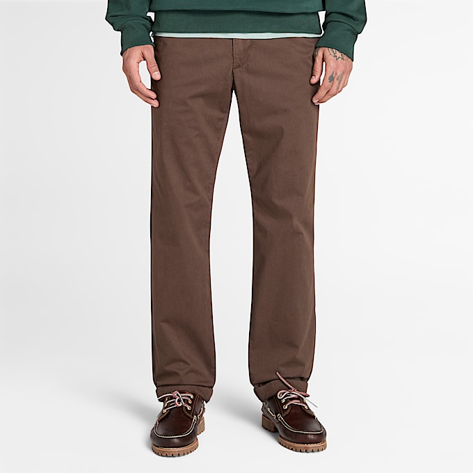 Pantalon chino en sergé Claremont (droit) pour homme en Marron - 1