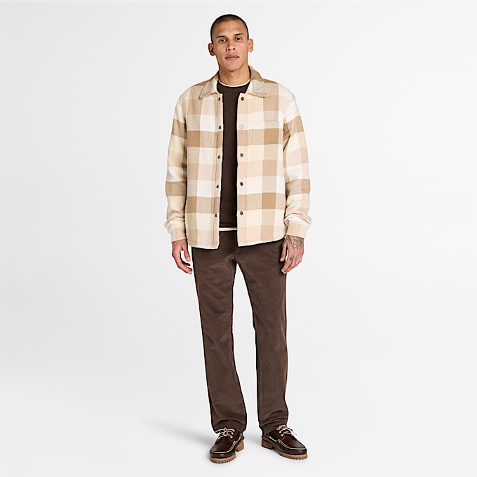 Sobrecamisa con forro mullido para hombre en beis