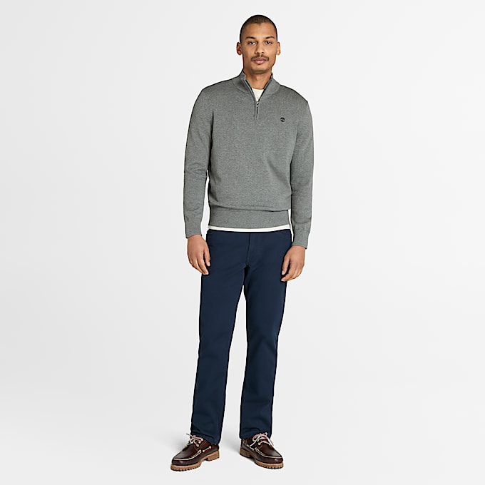 Williams River Pullover mit 1/4-Reißverschluss für Herren in Grau