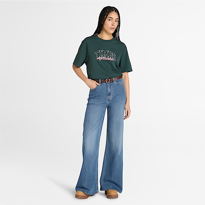 Timberland® Varsity Graphic Short-Sleeve T-Shirt for Women in Dark Green