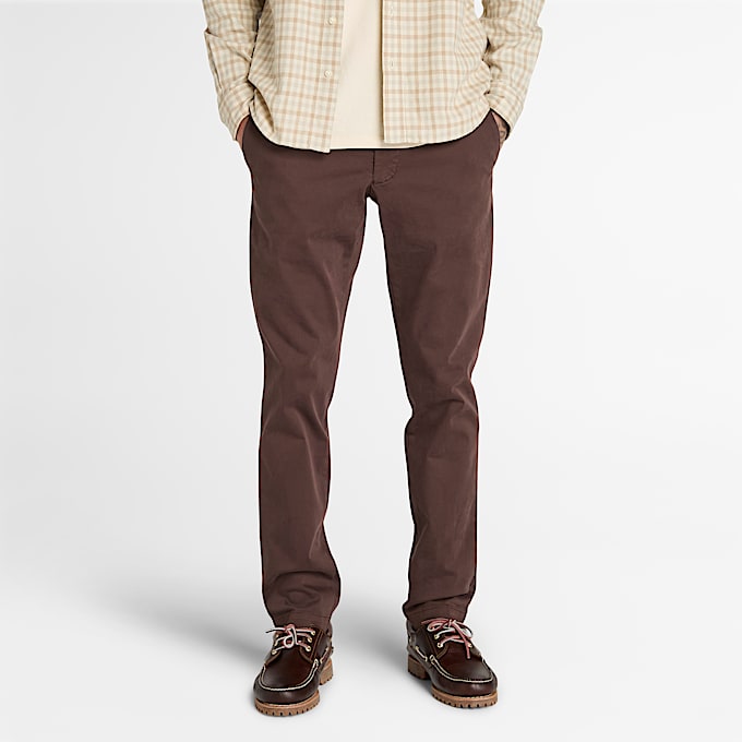 Pantalon chino teint en pièce Claremont pour homme en Marron - 1
