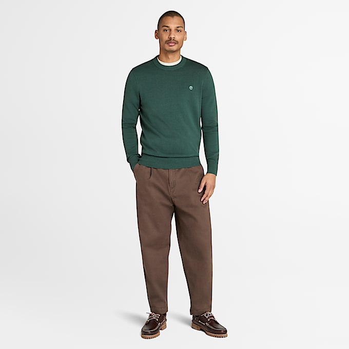 Pull en coton Williams River pour homme en vert foncé