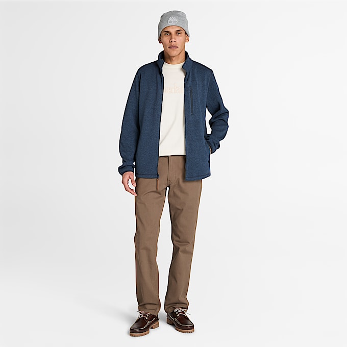 Melierte Fleecejacke für Herren in Dunkelblau