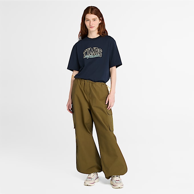 Timberland® Varsity Kurzarm-T-Shirt mit Grafik für Damen in Dunkelblau