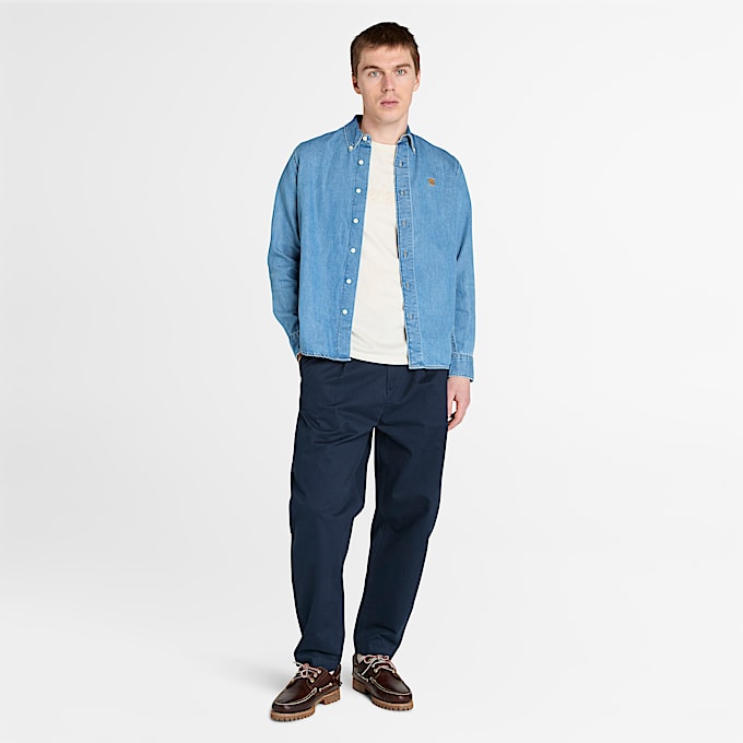 Chemise en jean pour homme en bleu