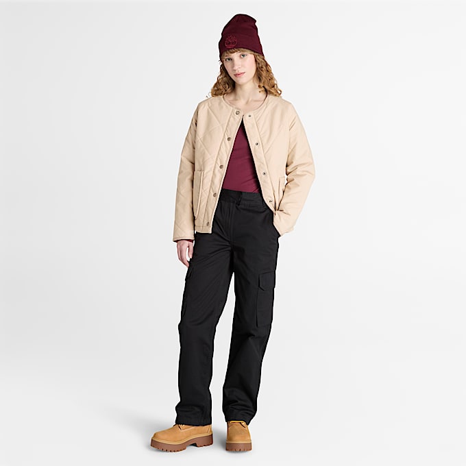 Durable Water-Repellent Quilted Jacket for Women in Beige