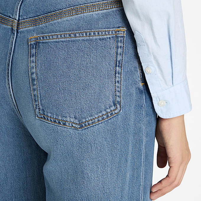 Pantaloni Svasati in Denim da Donna in beige